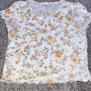 Floral American Eagle Ruffled Top